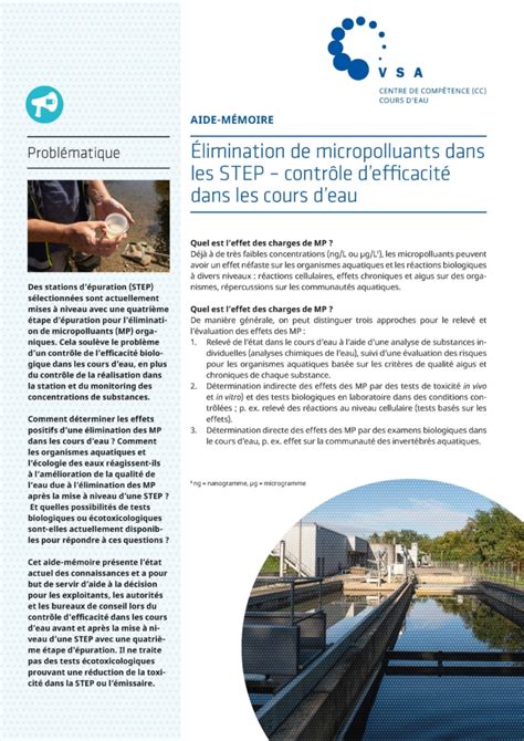 Aide M Moire Limination De Micropolluants Dans Les Step Contr Le D