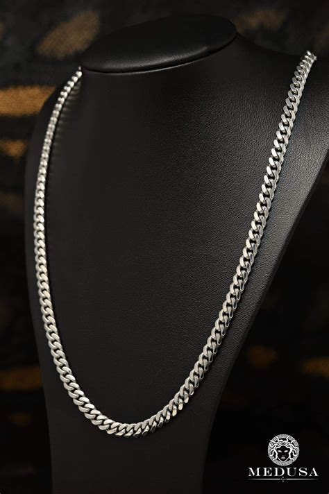 Chain In Gold 10k 6mm Cuban Link Solid White Gold Chain Jewelry