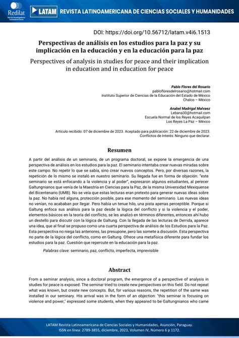 PDF Perspectivas de análisis en los estudios para la paz y su