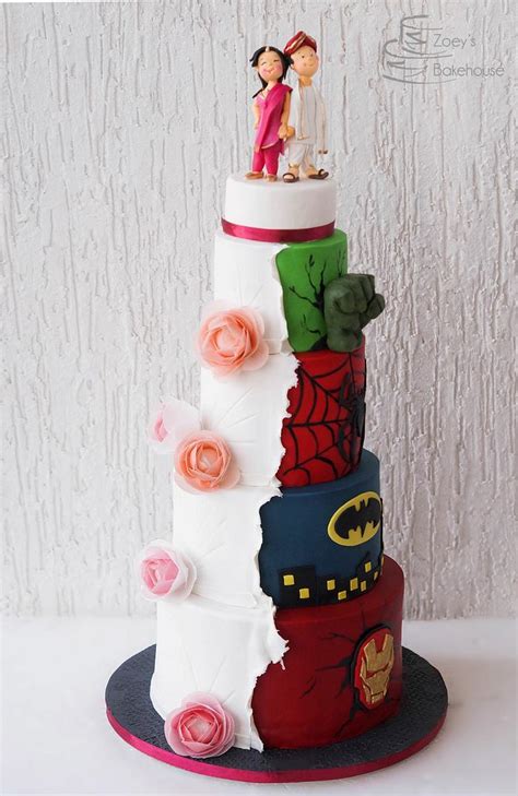 Avengers His And Hers Wedding Cake Decorated Cake By Cakesdecor