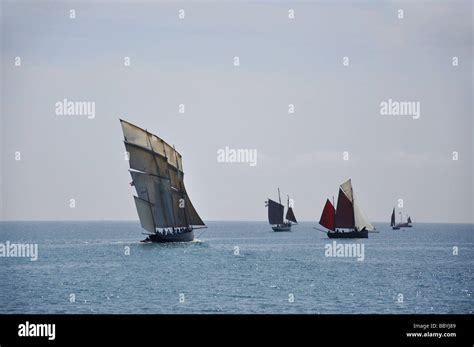 Vintage lugger boats, Looe Festival of the Sea, Looe, Cornwall, England, United Kingdom Stock ...