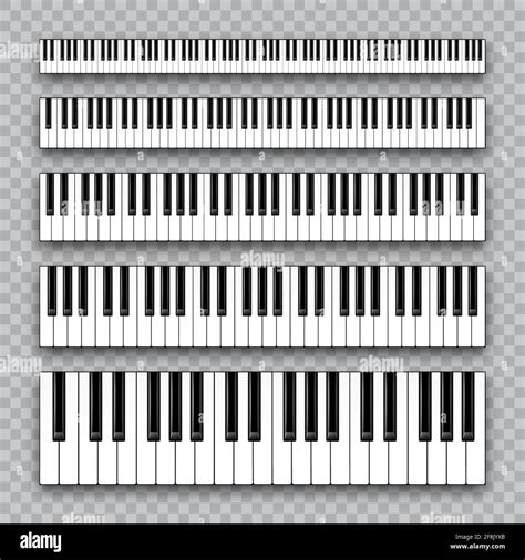 Realistic Piano Keys Collection Musical Instrument Keyboard On