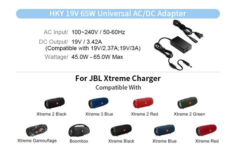 Hky Replacement Jbl Xtreme 2 Charger 19v Ac Dc Adapter Compatible With