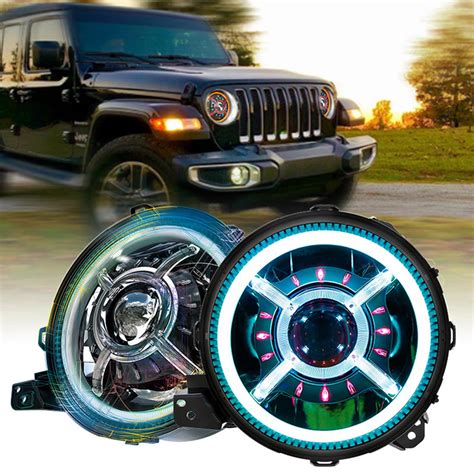 2018 2023 Jeep JL RGB Halo Headlights Bluetooth App Control Jeep