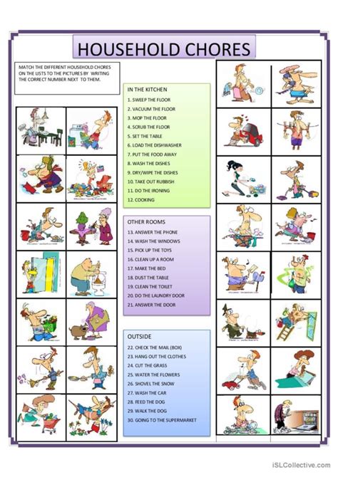 Household Chores English Esl Worksheets Pdf And Doc