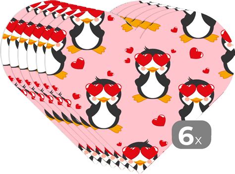 Onderleggers Placemats Placemats hartje Pinguïn Patroon