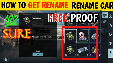 HOW TO GET FREE RENAME CARD WITH PROOF BGMI 100 GET FREE RENAME CARD