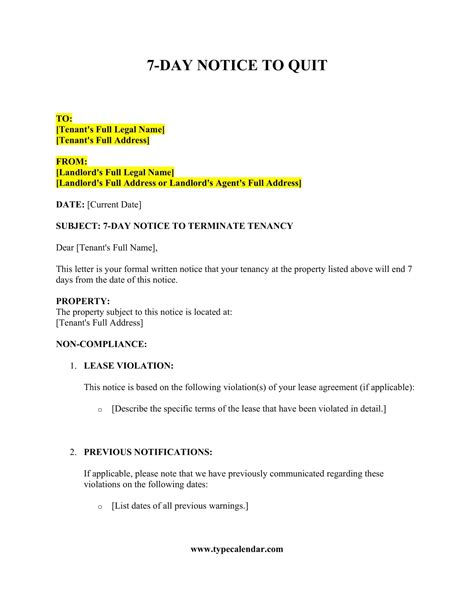 Free And Printable Eviction Notice Templates Pdf Word 30 Day