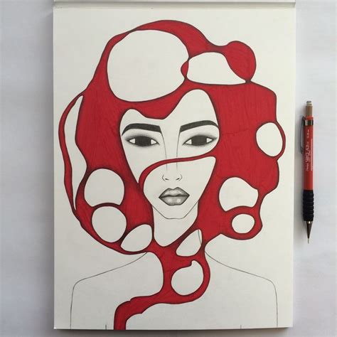 Drawing Of A Woman With Red Hair