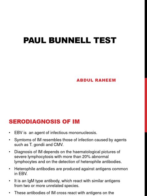 Paul Bunnell Test Pdf Medical Specialties Immunology