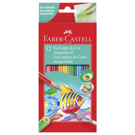 Lápis De Cor Aquarelável Ecolápis 12 Cores Pincel Faber Castell