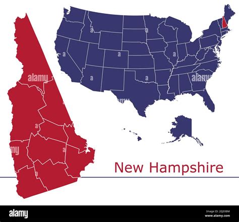 New Hampshire Counties Vector Map Outline With Usa Map Colors National