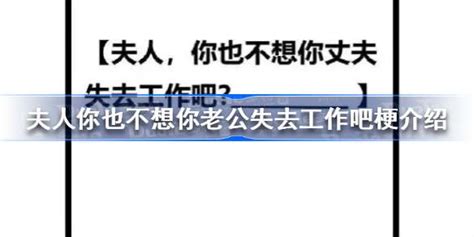 夫人你也不想你老公失去工作吧是什么梗 夫人你也不想你老公失去工作吧梗介绍 魔酷下载