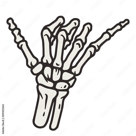 Shaka Skeleton Hand Sign For Halloween Or Hawaii Design Hand Bones