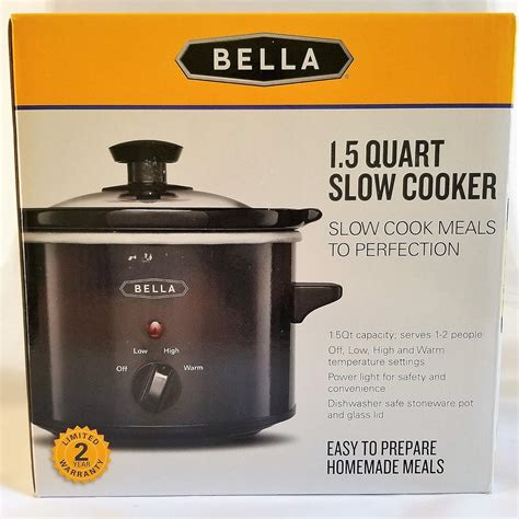 Bella 1 5 Qt Quart Slow Cooker Crock W Tempered Glass Lid Amazon Ca Home