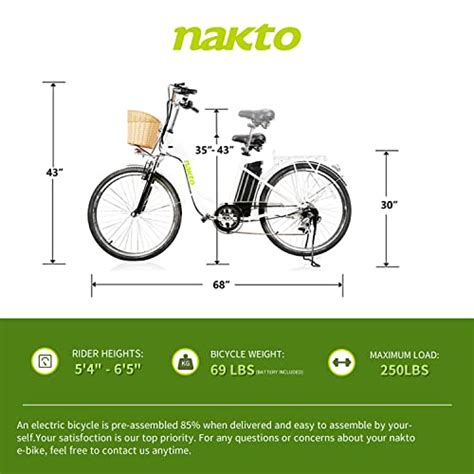 Nakto Electric Bike Electric Bicycle For Adults W Brushless Gear