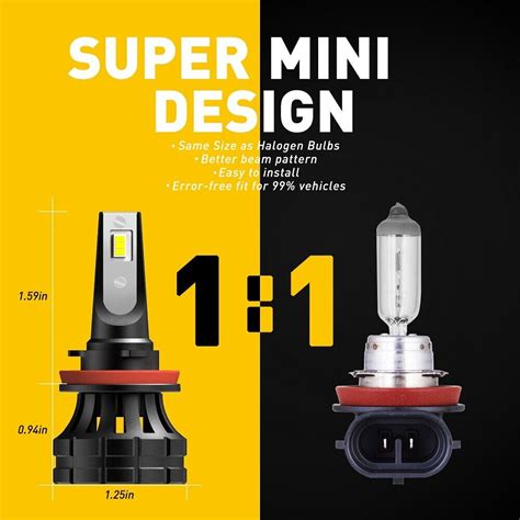 AUXITO 2PC H8 H11 H16 LED Fog Driving Light 6500K Super Bright Bulb