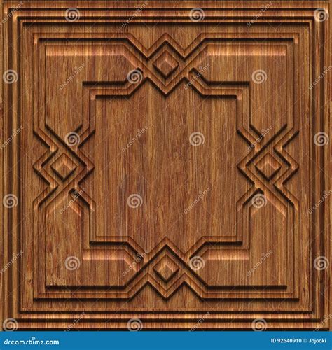 Carved Wood Panel Seamless Texture Stock Illustration Illustration Of