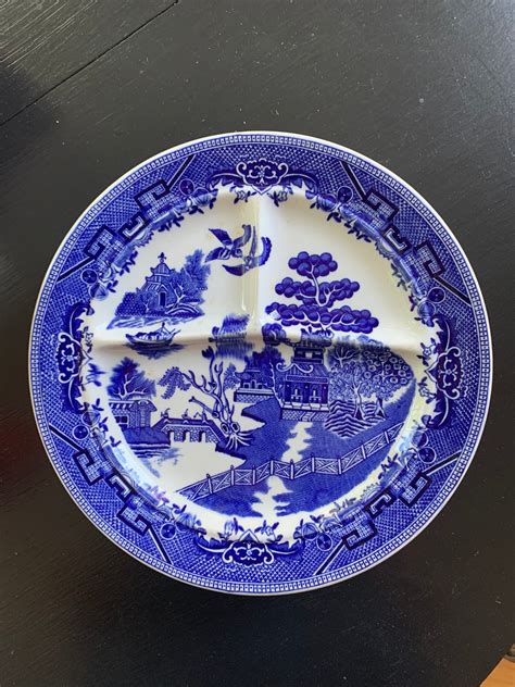 Vintage Set Of Three Blue Willow Grill Plates Made In Usa Etsy