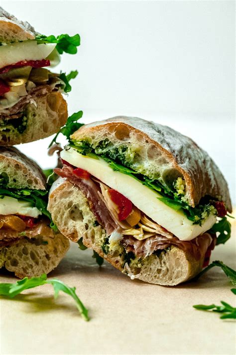 Antipasto Sandwich With Lemon Basil Pesto Never Not Hungry Lemon