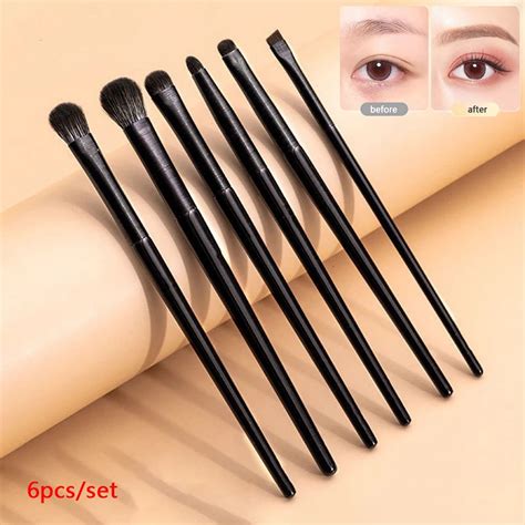 6pcs Eyes Makeup Brushes Set Professional Soft Contouring Eyeshadow Eyeliner Eyebrow Brush Women