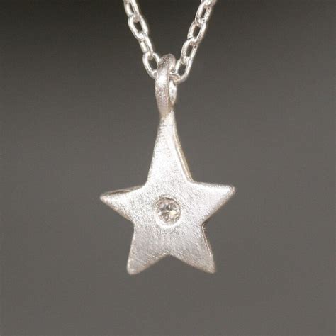 Star Necklace In Sterling Silver With Diamond Etsy