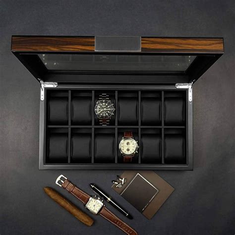 Lifomenz Co 12 Watch Box For Men Watch Display Case Wood Luxury Watch