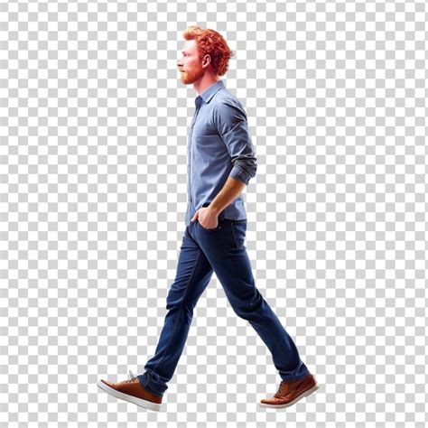 premium psd young man walking side view isolated  transparent