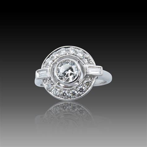 Bague Style Art D Co En Or K Avec Cts De Diamants G Vs