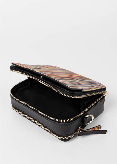 Women S Leather Signature Stripe Cross Body Bag