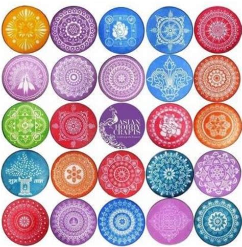 Mixed Round Plastic Jali Rangoli Stencils For Making Rangoli Pack Of