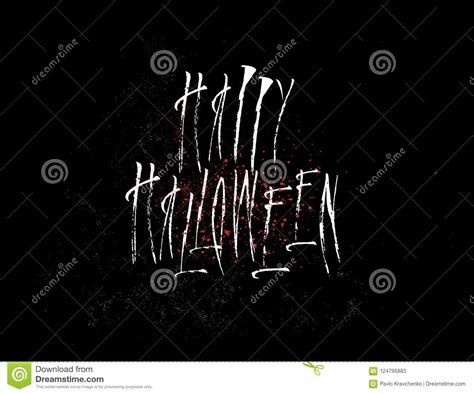 Happy Halloween Hand Drawn Sign Vector Illustration Stock Vector