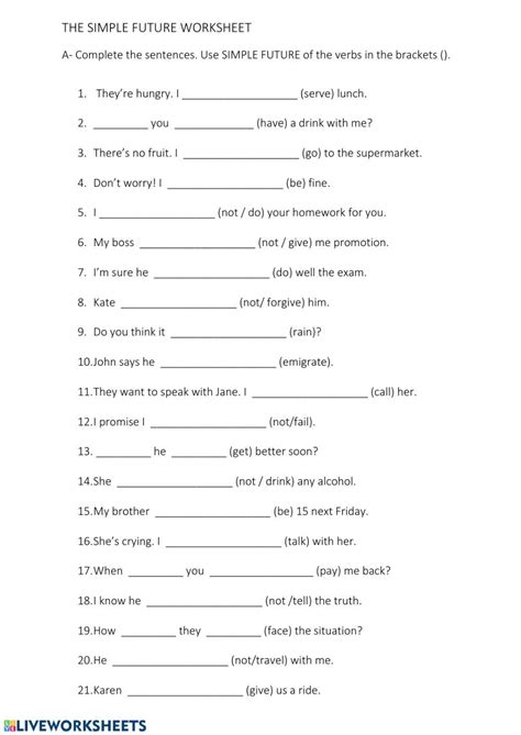 Ejercicio De Simple Future Worksheet You Can Do Give It To Me Forgot