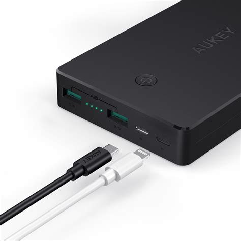 Aukey 20000mah Power Bank Lightning And Micro Input Portable Charger 3