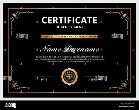 Certificate Of Appreciation Template Gold And Black Color Clean Modern Certificate With Gold