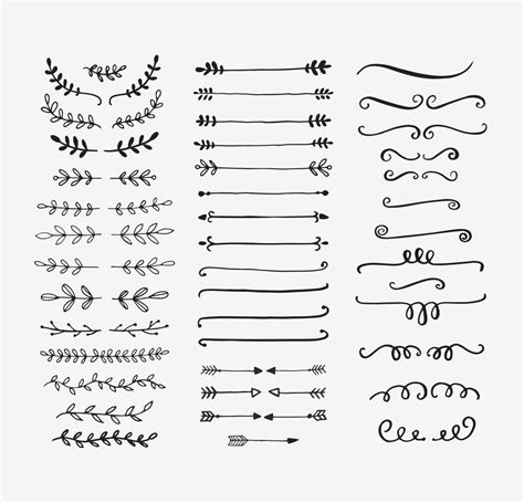 divisores vectoriales dibujados a mano conjunto de líneas bordes y