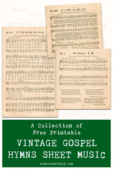 A Collection Of Free Printable Vintage Gospel Hymns Sheet Music • Rose