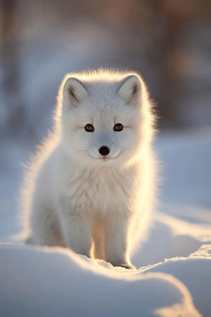 Premium Photo | White arctic fox cub