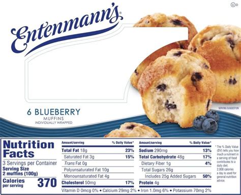 The Updated Nutrition Facts Label As Seen On Entenmann S Blueberry