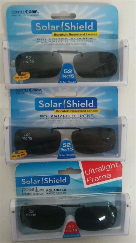 Solar Shield Clip On Polarized Sunglasses Size Rec Black