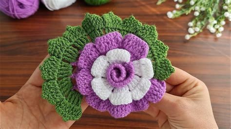 3d⚡💯wow Amazing 💯👌how To Make An Eye Catching Crochet Flower⚡💯 Very Easy Crochet Rose Flower