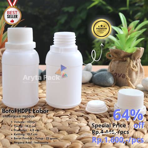 Jual Botol Plastik HDPE 100ml Labor Agro Putih Susu Minuman Madu Kimia