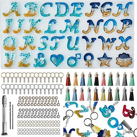 164Pcs Alphabet Resin Molds Kit, Silicone Molds for Resin Casting DIY, Letter & Ornament Epoxy ...