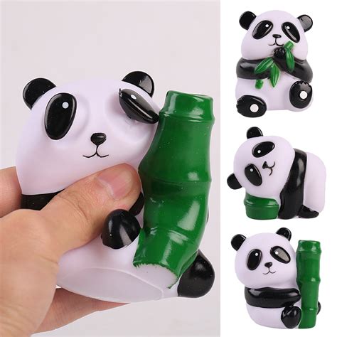 Panda Squeeze Toy Lovely Eyeball Burst Cartoon Panda Hold Bamboo