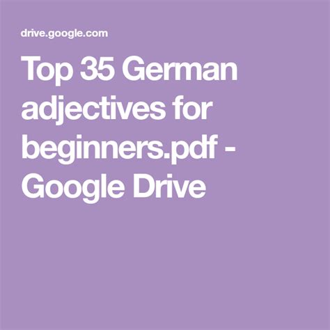 Top German Adjectives For Beginners Pdf Artofit