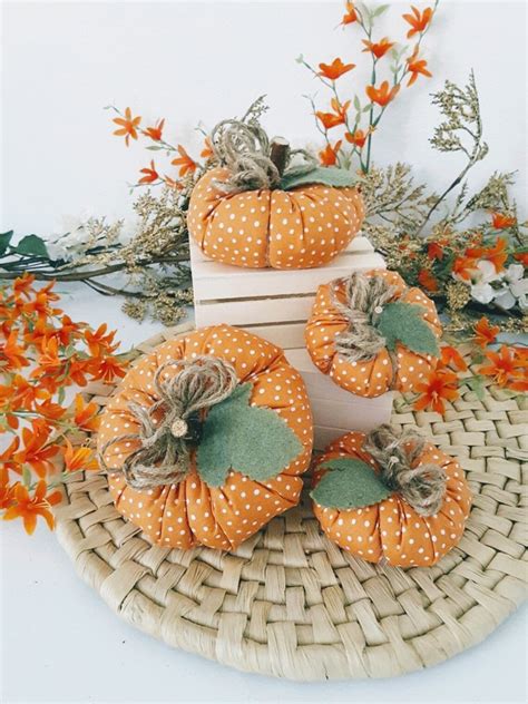 Farmhouse Fabric Pumpkin Stuffed Fabric Pumpkin Fall Autumn Etsy