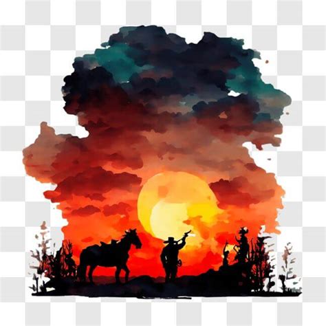 Download Western Cowboys at Sunset - Art Poster PNGs Online - Creative ...