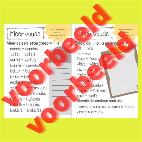 Meervoude Reëls En Voorbeelde • Teacha