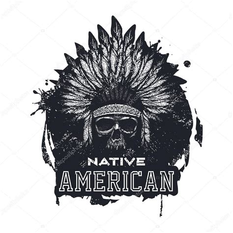 Skull Indian Chief Hand Drawing Style Stock Vector Image By Diddle