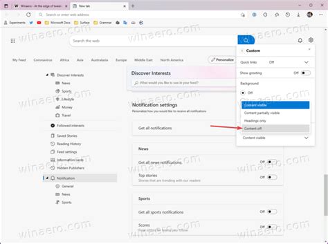 Disable News Notifications On New Tab Page In Microsoft Edge